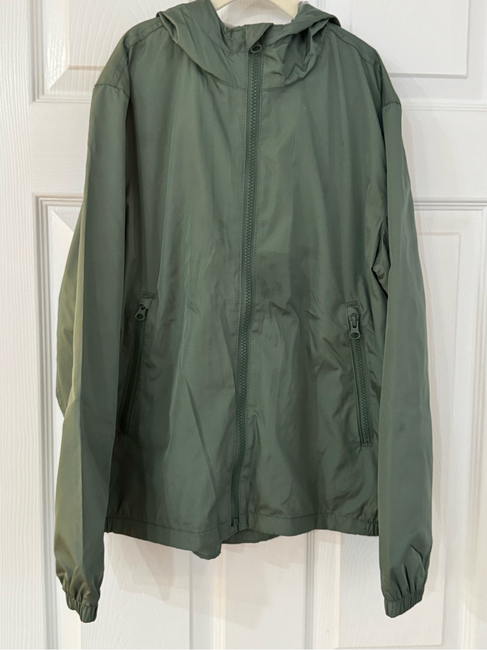 Boys Lightweight Hooded Windbreaker Jacket - Olive Green